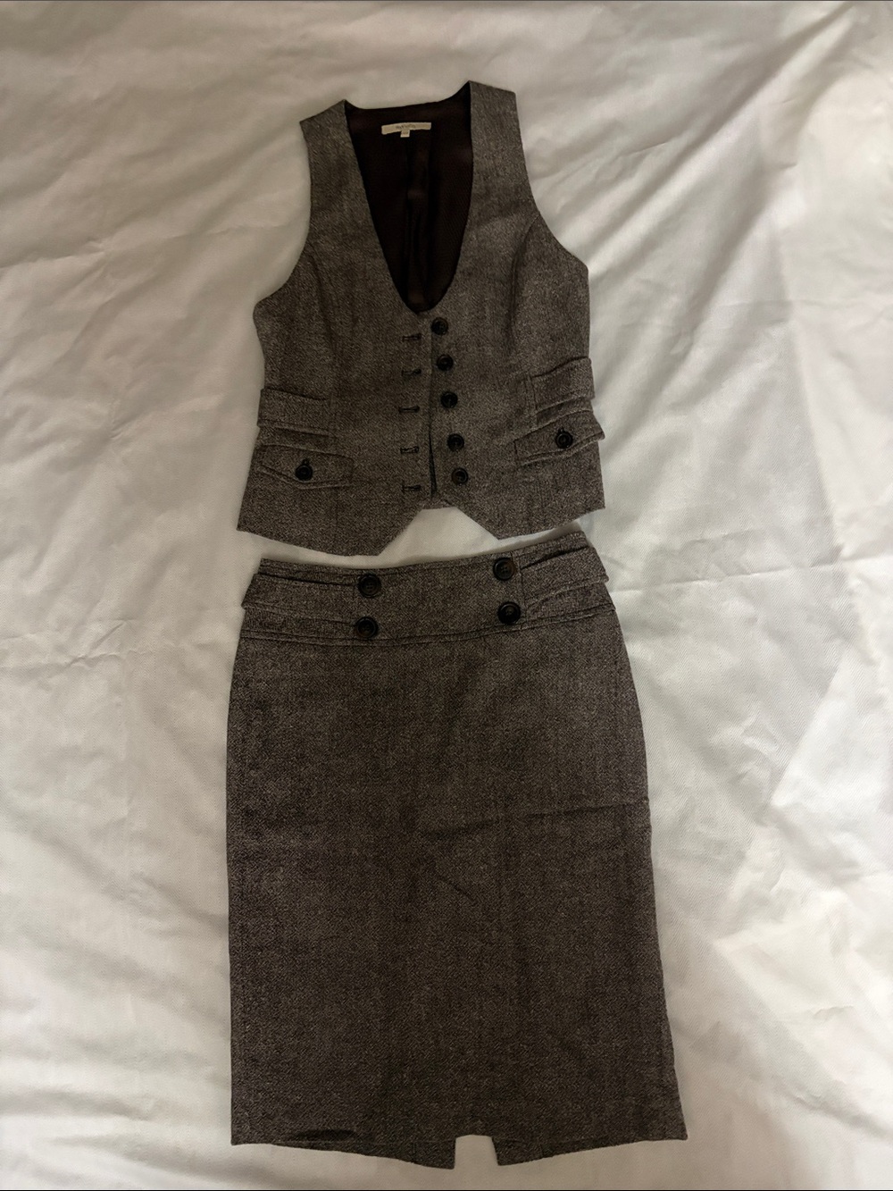 RW&CO. Gray Tweed Skirt and Waistcoat Set